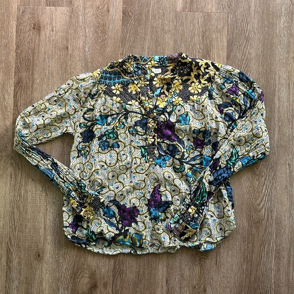 Warm Ditte Long Sleeve Blouse Multi Color Size T0‎ 100% Cotton